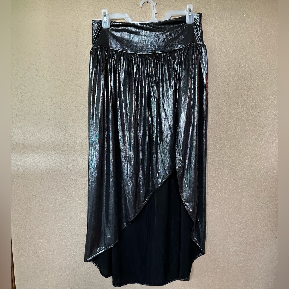 High low black metallic skirt size medium